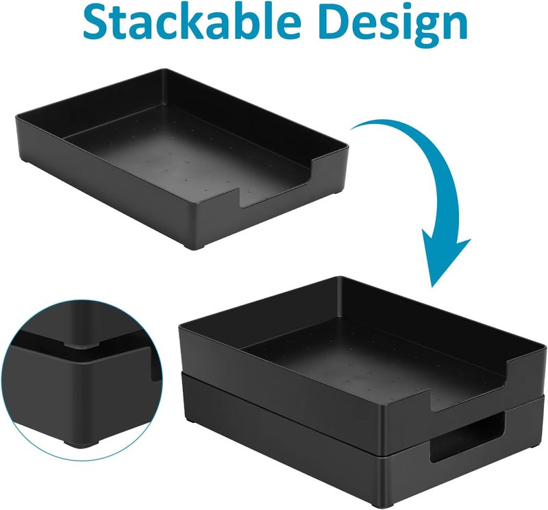 SANWISH Letter-Size Paper Tray Organizer/Office Organizers/Rectangular Plastic Files/Desk Accessories, Plastic Paper Holder File Organizer for Office, School, Home Storage (Black)/Stackable/ - Image 3